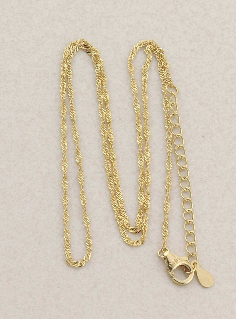 18k Yellow Gold Over Sterling Silver Singapore Twist Chain Necklace 18" to 20"